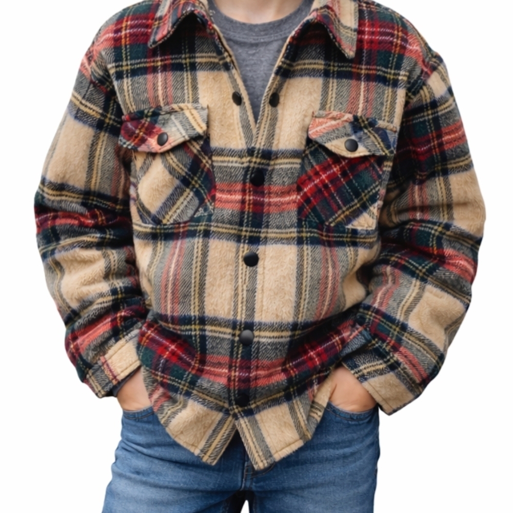NWT Plaid Sherpa Lined Button-Up Flannel Shacket - Boy's Size 10/12 14/16 18/20